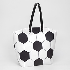 Soccer Print Large Shoulder Tote Bag