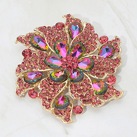 Floral Pinwheel Glass Crystal Pin Brooch
