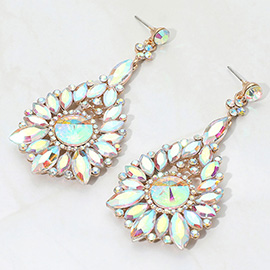 Elegant Marquise Round Stone Cluster Teardrop Evening Earrings