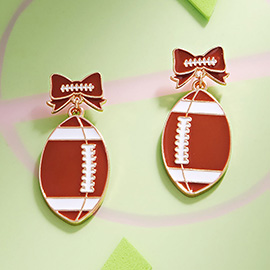 Enamel Bow Football Dangle Earrings