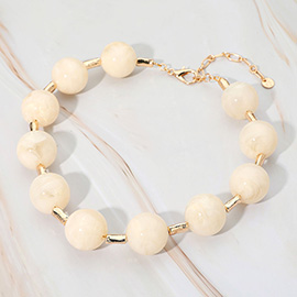 Round Marble Ball Wire Beaded Statement Necklace