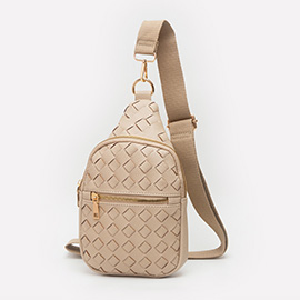 Faux Braided Leather Sling Bag