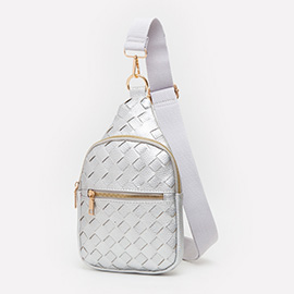 Faux Braided Leather Sling Bag