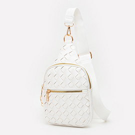 Faux Braided Leather Sling Bag