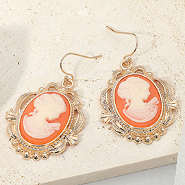 Bold Vintage Cameo Drop Dangle Earrings