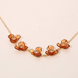 Resin Petal Flower Link Necklace