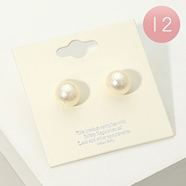 12Pairs - Textured Pearl Stud Earrings