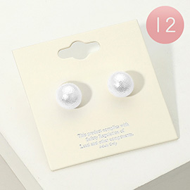 12Pairs - Textured Pearl Stud Earrings