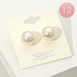 12Pairs - Textured Pearl Stud Earrings