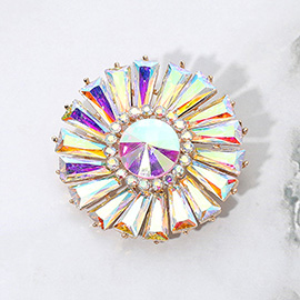 Radiant Gemstone Flower Pin Brooch
