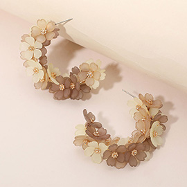 Matte Petal Floral Hoop Earrings