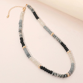Gold Accent Spacer Marbled Resin Beaded Necklace