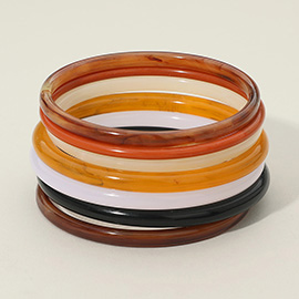 7PCS - Multi-Tone Resin Layered Stackable Bangle Bracelets