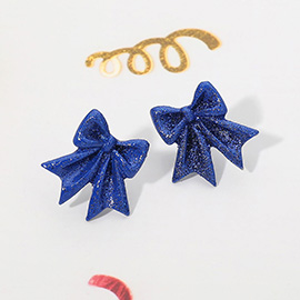Glitter Bow Stud Earrings