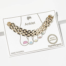Gold Dipped Double Box Chain Anklet