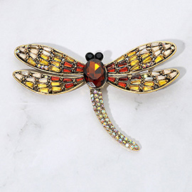 Sparkling Stone Embellished Dragonfly Pin Brooch