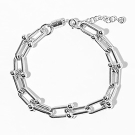 White Gold Dipped Chunky Industrial Link Chain Bracelet