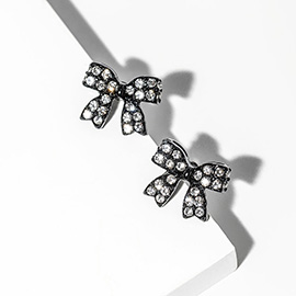 Crystal Rhinestone Bow Stud Earrings