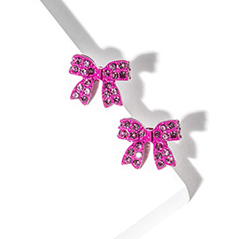 Crystal Rhinestone Bow Stud Earrings