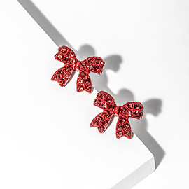 Crystal Rhinestone Bow Stud Earrings