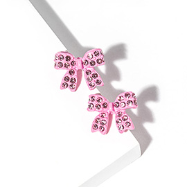 Crystal Rhinestone Bow Stud Earrings