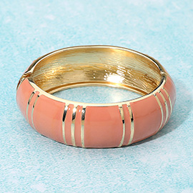 Enamel Striped Dome Hinged Bangle Bracelet