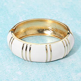 Enamel Striped Dome Hinged Bangle Bracelet