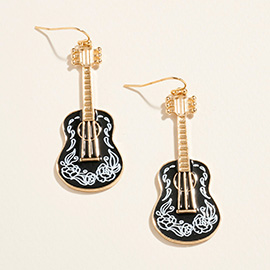 Enamel Guitar Drop Dangle Earrings