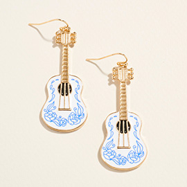 Enamel Guitar Drop Dangle Earrings