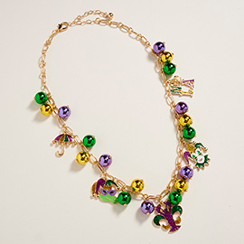 Mardi Gras Charm Beads Statement Necklace