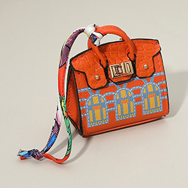 House Printed Faux Leather Elegant and Stylish Mini Purse Bag Charm