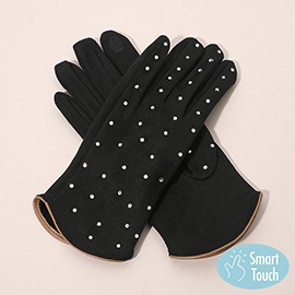 Rhinestone Embellished Smart Touch Winter Gloves