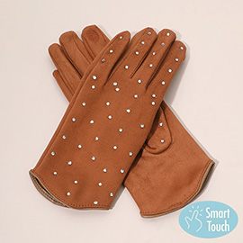 Rhinestone Embellished Smart Touch Winter Gloves