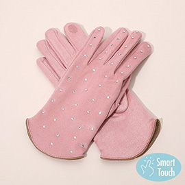 Rhinestone Embellished Smart Touch Winter Gloves