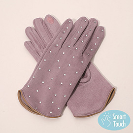 Rhinestone Embellished Smart Touch Winter Gloves
