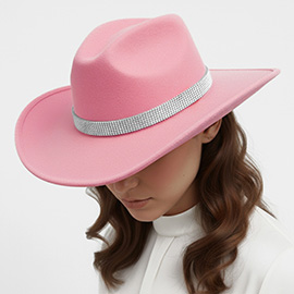 Rhinestone Studded Band Western Cowboy Fedora Hat