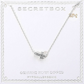 SECRET BOX_Genuine Silver Dipped Hypoallergenic Stone Paved Cross Pendant Necklace