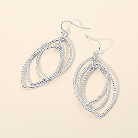 Textured Metal Wire Layered Marquise Drop Dangle Earrings