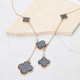 Layered Quatrefoil Drop Pendant Necklace