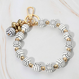 Volleyball Beaded Keychain Bracelet