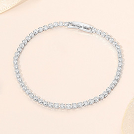 White Gold Dipped Tennis Chain Bracelet
