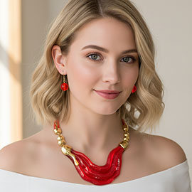 Abstract Resin Plate Accent Statement Necklace