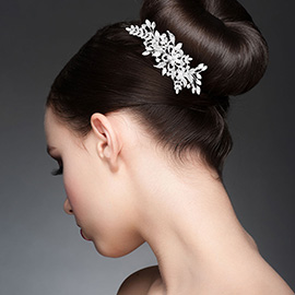 Marquise Stone Cluster Embellished Flower Center Branch Hair Comb