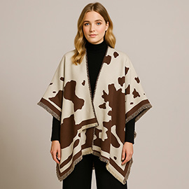 Cow Pattern Print Ruana Poncho