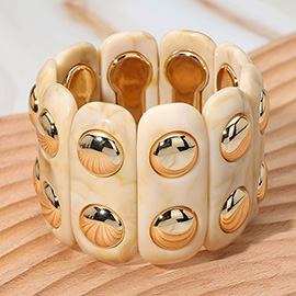 Chunky Wide Marbled Resin Dome Stretch Bracelet