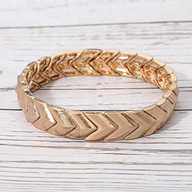Burnished Metal Chevron Stretch Bracelet