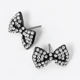 Crystal Rhinestone Bow Stud Earrings