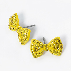 Crystal Rhinestone Bow Stud Earrings