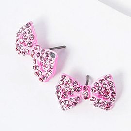 Crystal Rhinestone Bow Stud Earrings