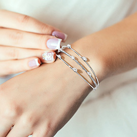 Marquise CZ Stone Cluster Accent Pave Split Evening Cuff Bracelet